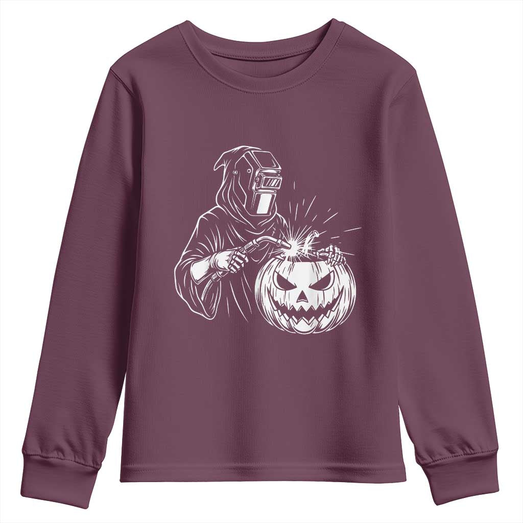 Funny Welder Halloween Grim Reaper Youth Sweatshirt Spooky Tradesman Welding