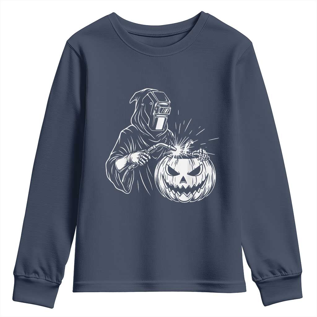 Funny Welder Halloween Grim Reaper Youth Sweatshirt Spooky Tradesman Welding