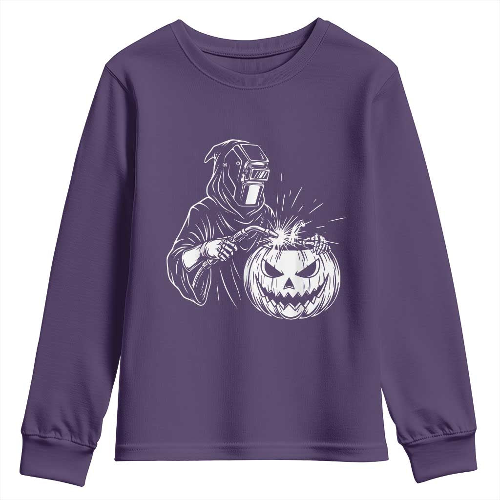 Funny Welder Halloween Grim Reaper Youth Sweatshirt Spooky Tradesman Welding