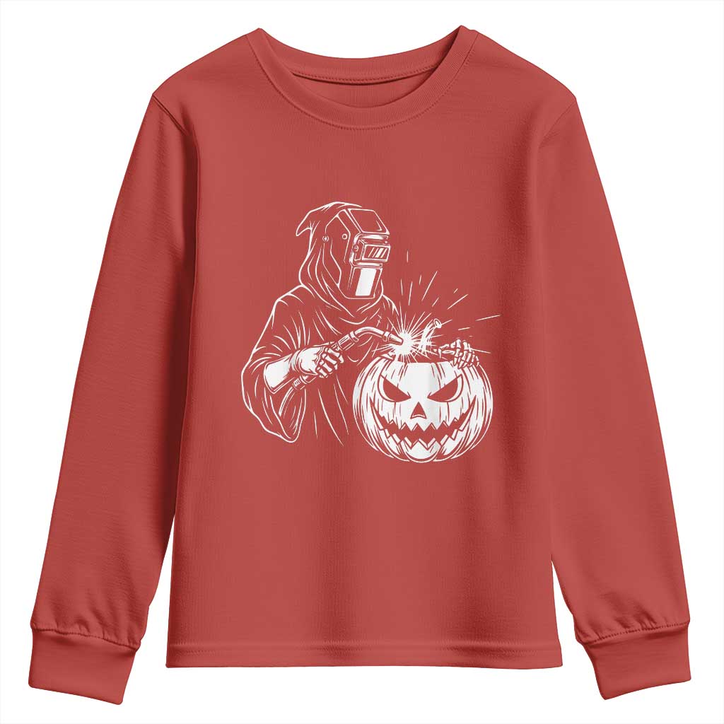 Funny Welder Halloween Grim Reaper Youth Sweatshirt Spooky Tradesman Welding