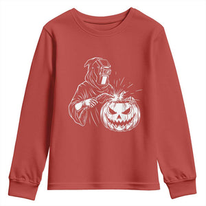 Funny Welder Halloween Grim Reaper Youth Sweatshirt Spooky Tradesman Welding