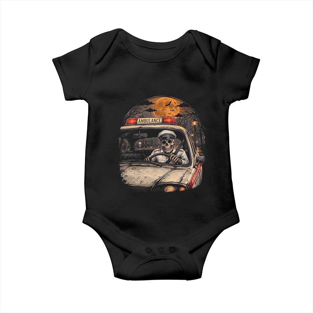 Funny Halloween Skeleton Paramedic Ambulance Driver Baby Onesie Spooky Rescue Squad Emergency Medical