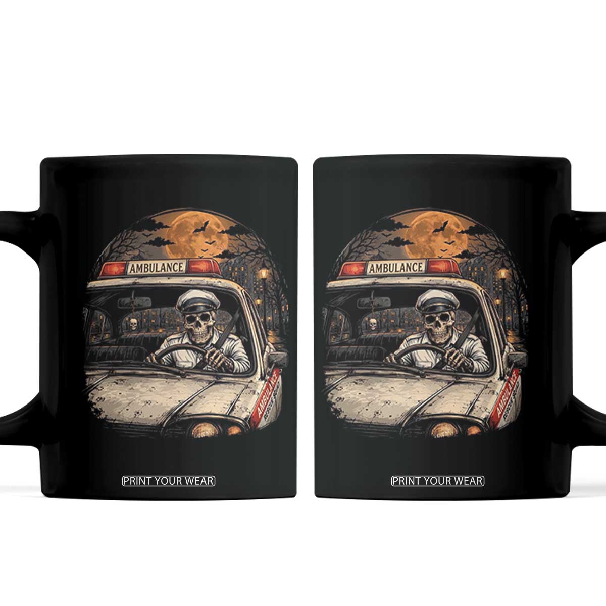 Funny Halloween Skeleton Paramedic Ambulance Driver Coffee Mug Spooky Rescue Squad Emergency Medical