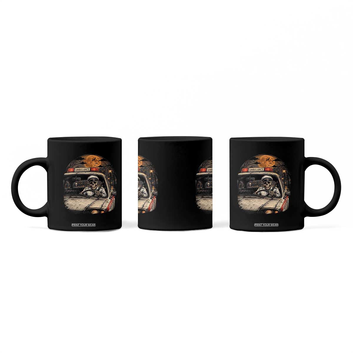 Funny Halloween Skeleton Paramedic Ambulance Driver Coffee Mug Spooky Rescue Squad Emergency Medical