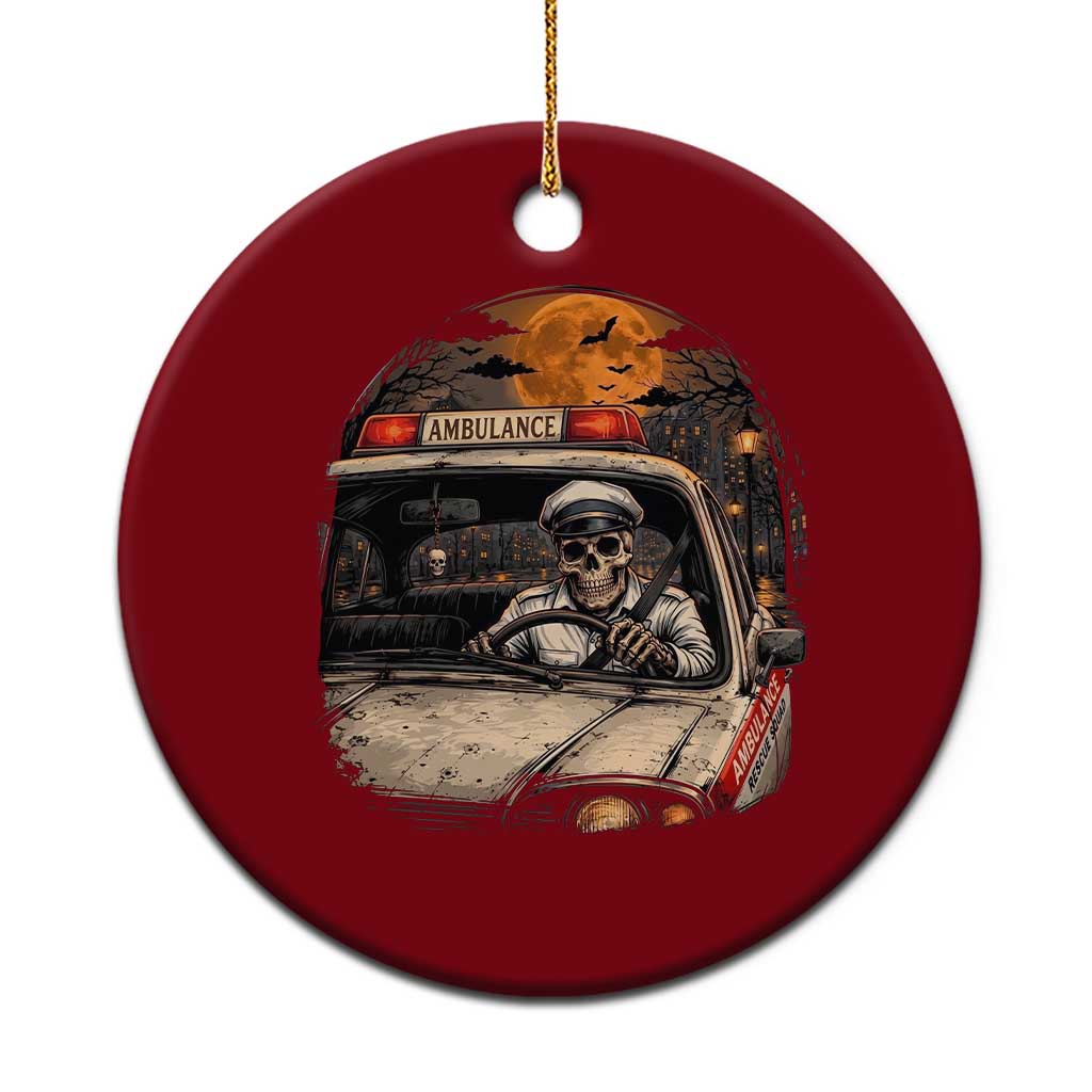 Funny Halloween Skeleton Paramedic Ambulance Driver Ceramic Ornament Spooky Rescue Squad Emergency Medical