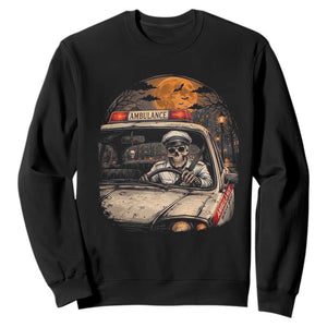 Funny Halloween Skeleton Paramedic Ambulance Driver Sweatshirt Spooky Rescue Squad Emergency Medical