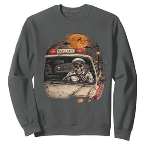 Funny Halloween Skeleton Paramedic Ambulance Driver Sweatshirt Spooky Rescue Squad Emergency Medical