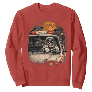Funny Halloween Skeleton Paramedic Ambulance Driver Sweatshirt Spooky Rescue Squad Emergency Medical