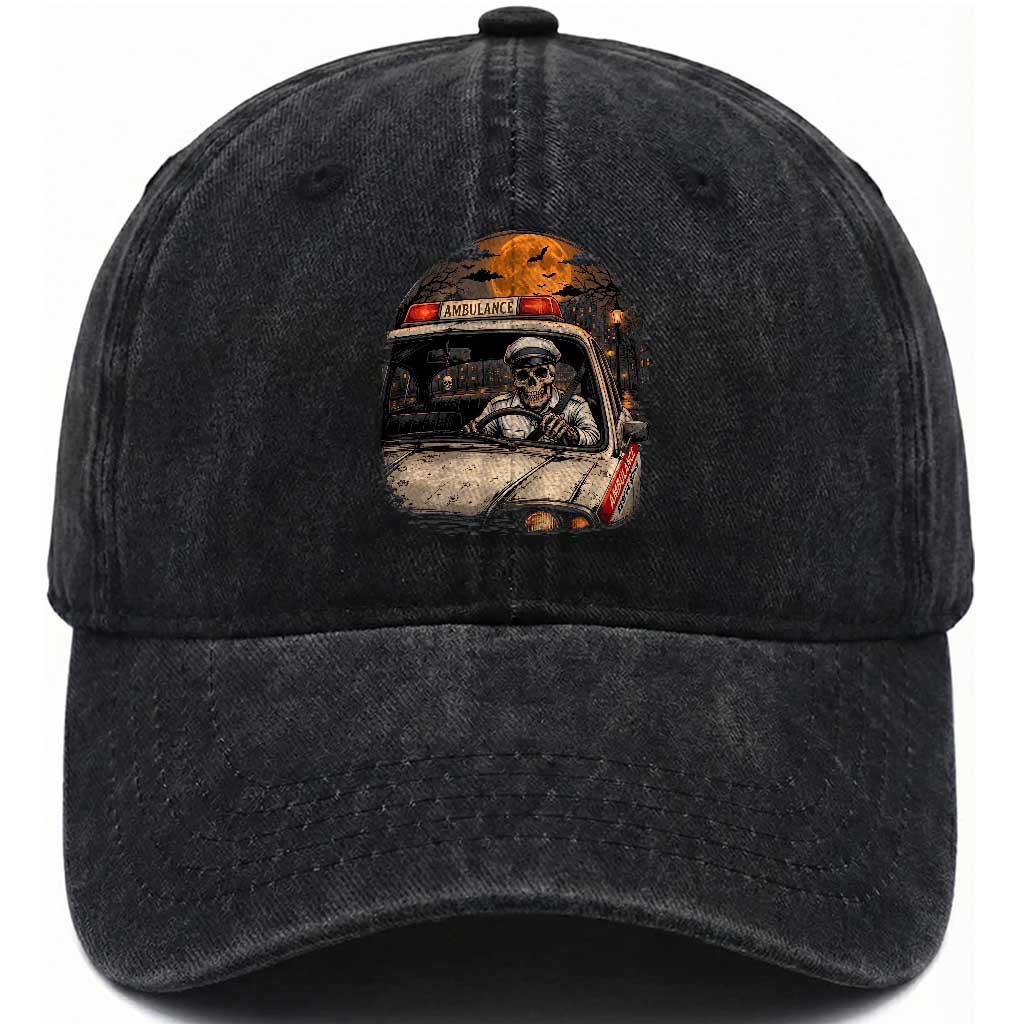 Funny Halloween Skeleton Paramedic Ambulance Driver Washed Cotton Baseball Cap Spooky Rescue Squad Emergency Medical