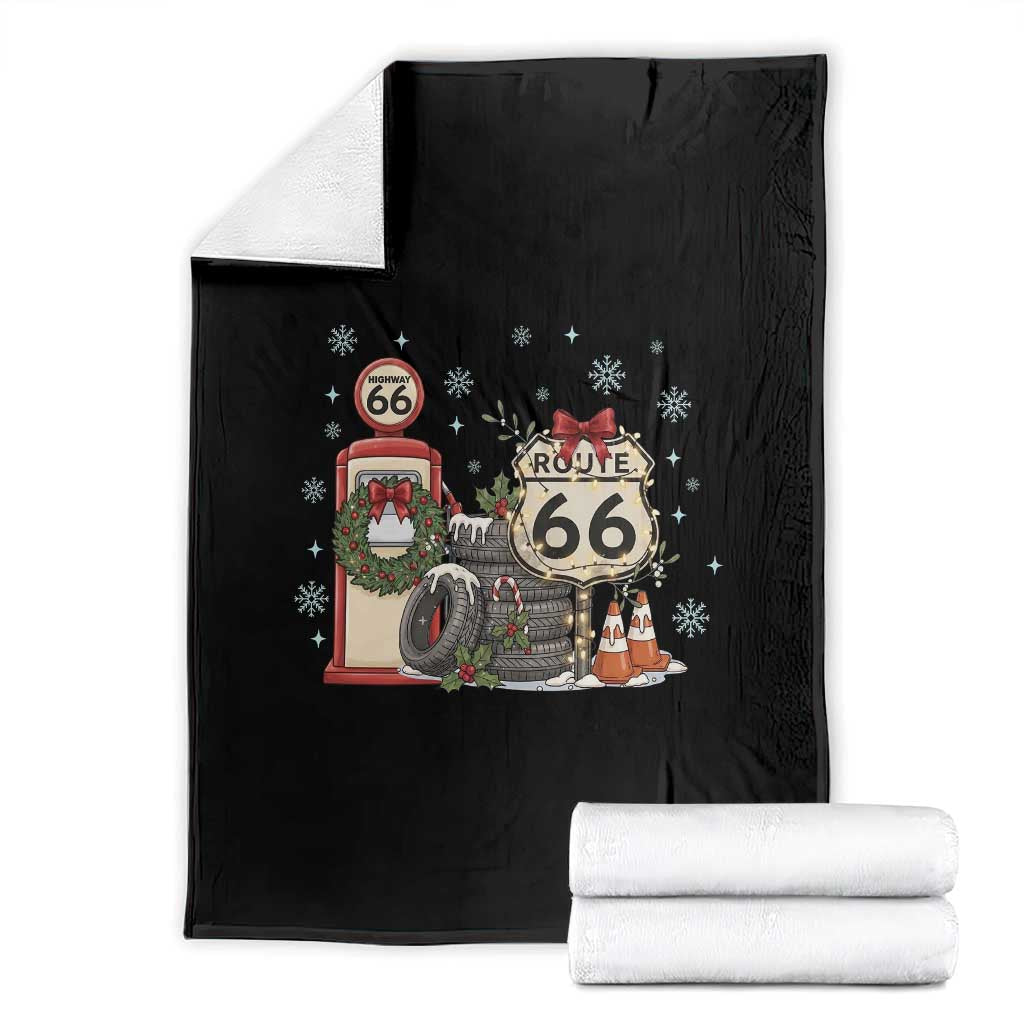 Route Highway 66 Christmas Gas Pump Throw Blanket Mother Road Holiday Road Trip Travel