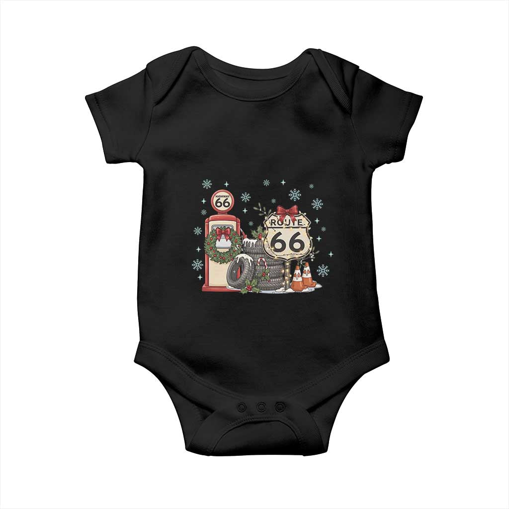 Route Highway 66 Christmas Gas Pump Baby Onesie Mother Road Holiday Road Trip Travel