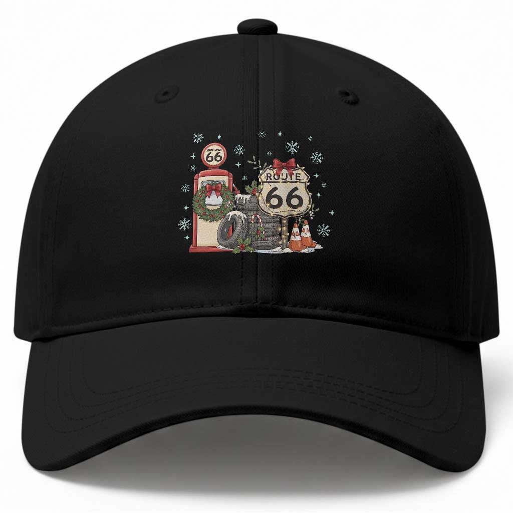 Route Highway 66 Christmas Gas Pump Baseball Cap Mother Road Holiday Road Trip Travel