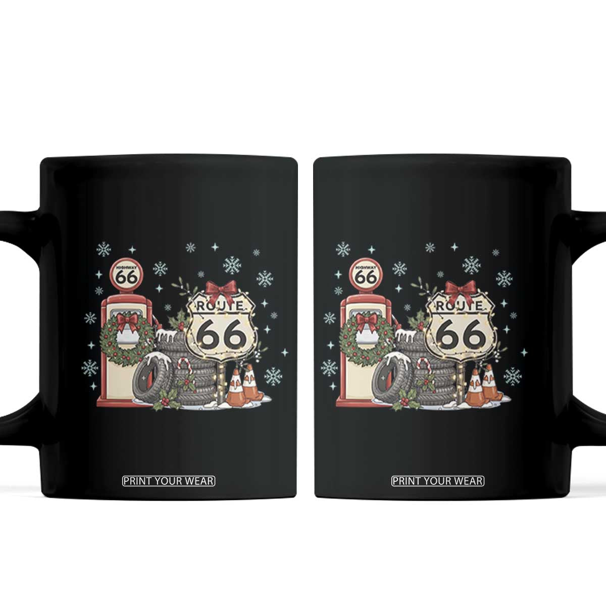 Route Highway 66 Christmas Gas Pump Coffee Mug Mother Road Holiday Road Trip Travel