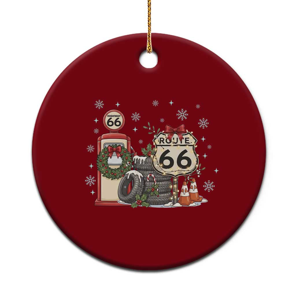 Route Highway 66 Christmas Gas Pump Ceramic Ornament Mother Road Holiday Road Trip Travel