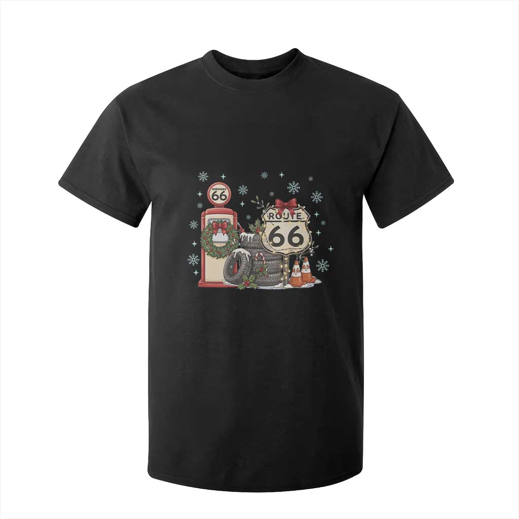 Route Highway 66 Christmas Gas Pump T Shirt For Kid Mother Road Holiday Road Trip Travel