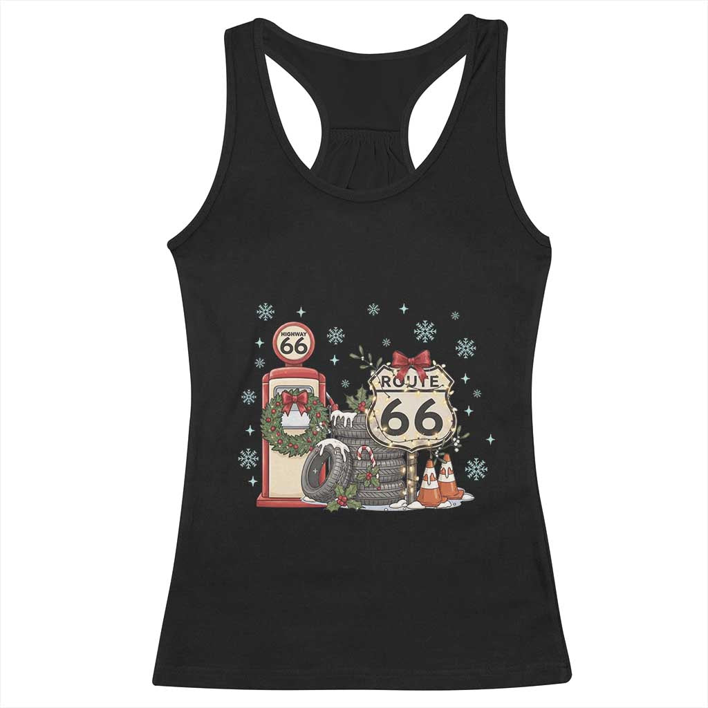 Route Highway 66 Christmas Gas Pump Racerback Tank Top Mother Road Holiday Road Trip Travel
