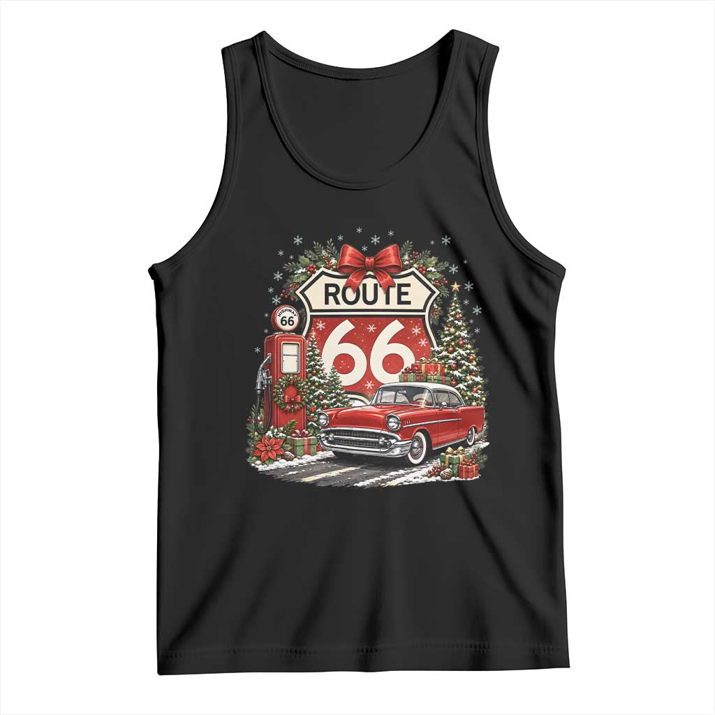 Route Highway 66 Christmas Classic Car Tank Top Cozy Gas Pump Road Trip Holiday