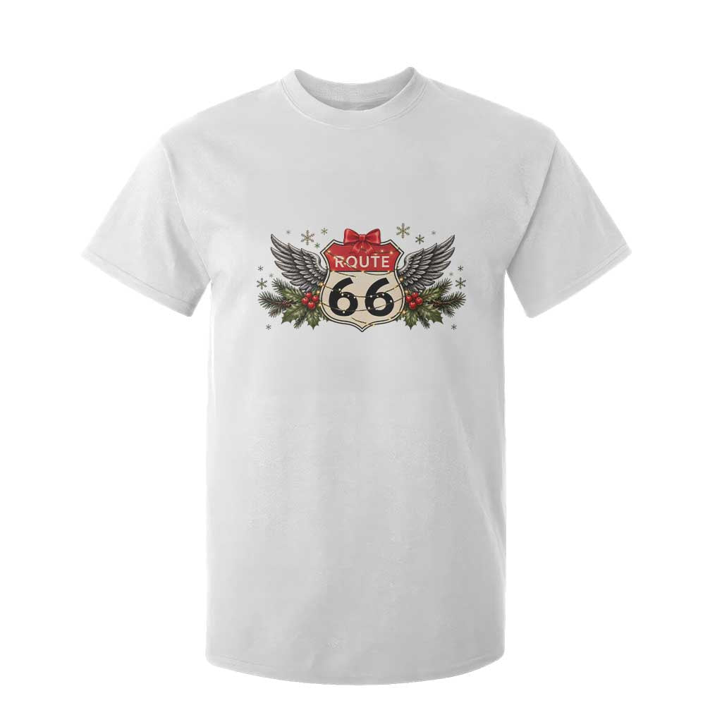 Vintage Route Highway 66 Christmas Shield T Shirt For Kid Mother Road Holiday Road Trip Travel