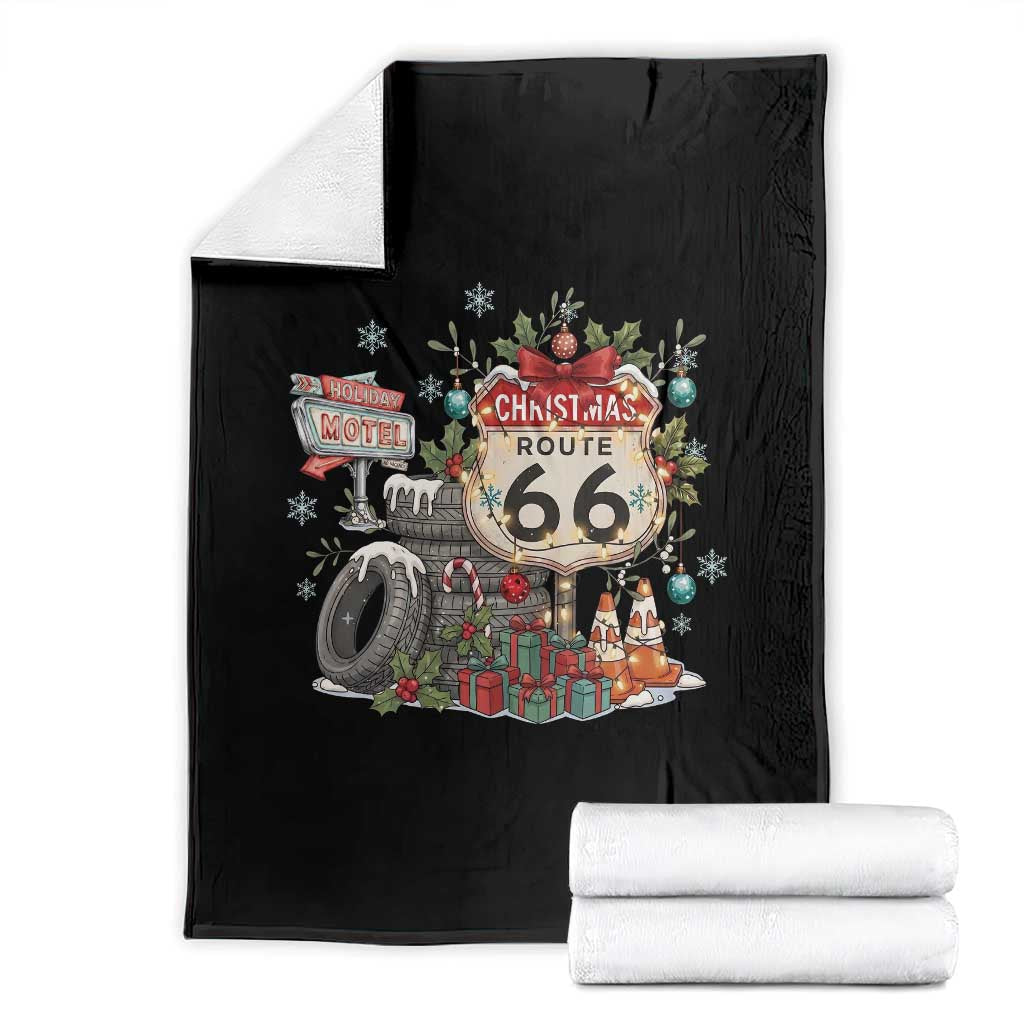 Route Highway 66 Holiday Christmas Motel Throw Blanket Cozy Vintage Road Trip Travel