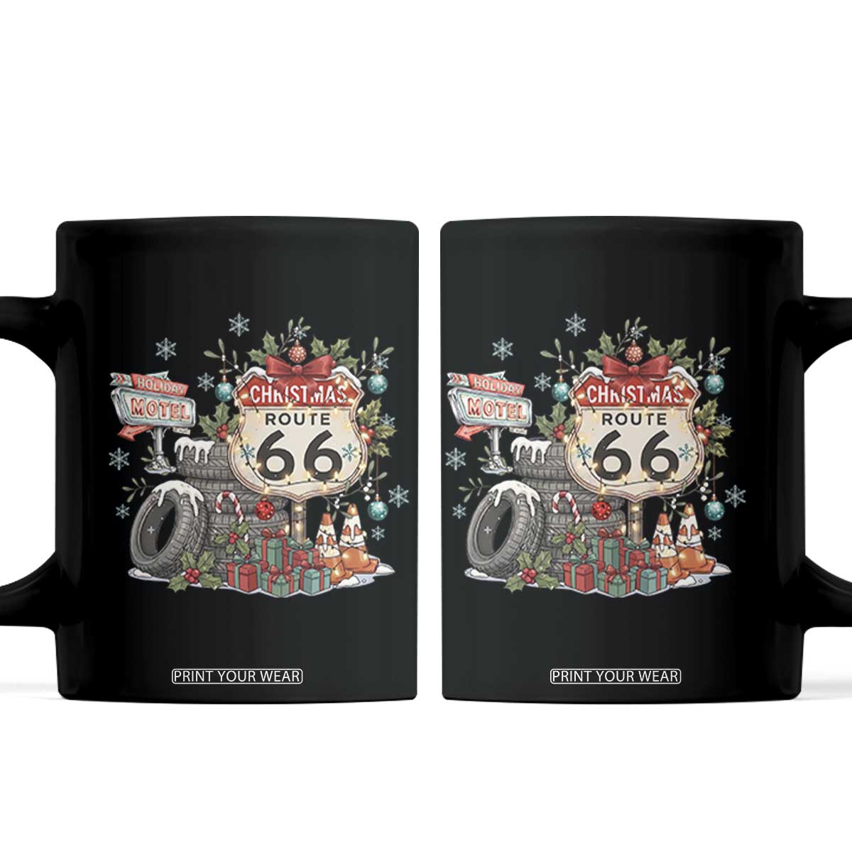 Route Highway 66 Holiday Christmas Motel Coffee Mug Cozy Vintage Road Trip Travel