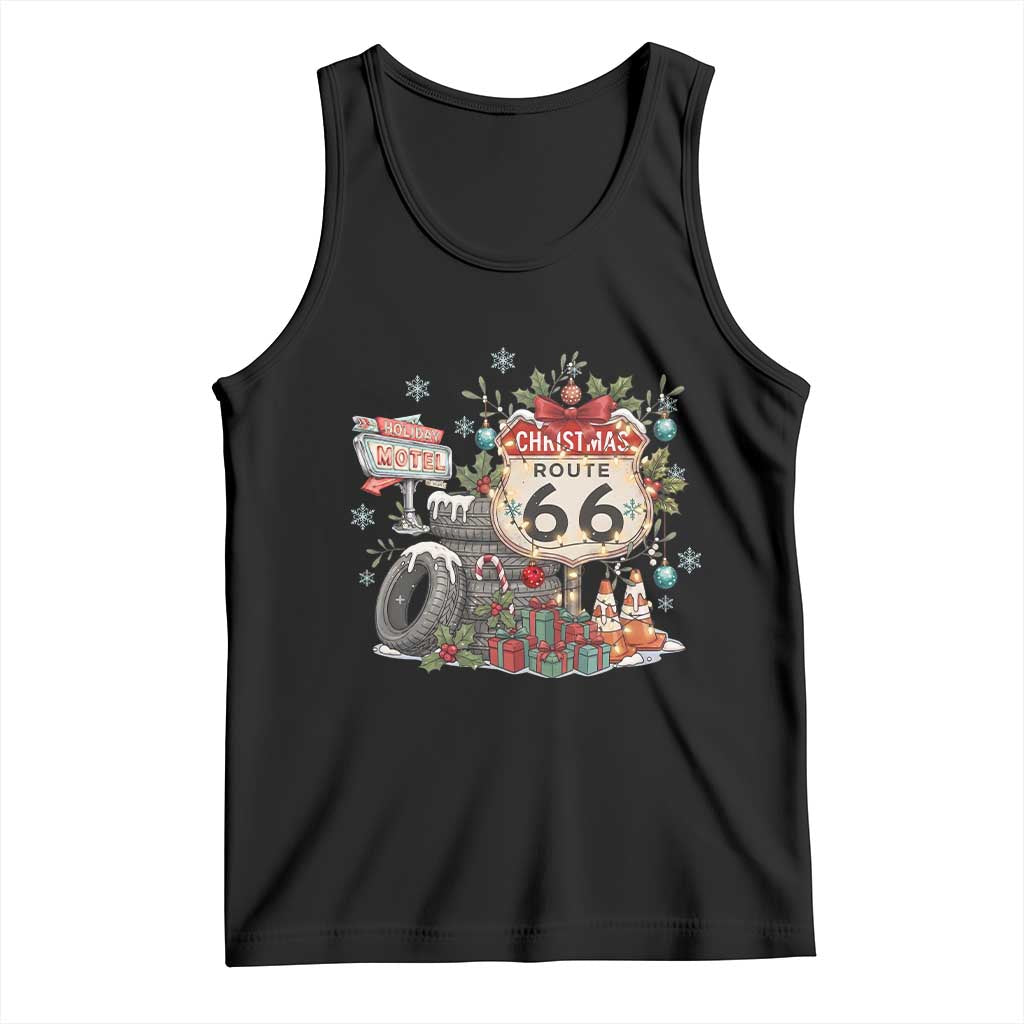 Route Highway 66 Holiday Christmas Motel Tank Top Cozy Vintage Road Trip Travel