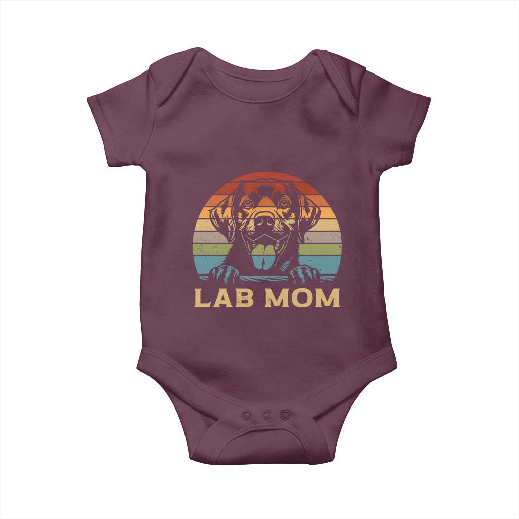 Lab Mom Baby Onesie Retro Sunset Dog Mom Gift TS12 Maroon Print Your Wear