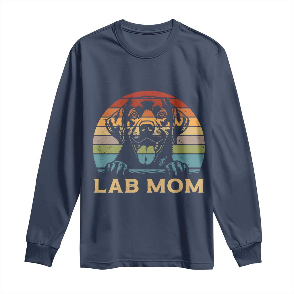 Lab Mom Long Sleeve Shirt Retro Sunset Dog Mom Gift TS12 Navy Print Your Wear