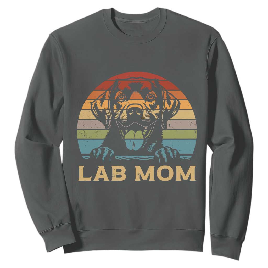 Lab Mom Sweatshirt Retro Sunset Dog Mom Gift TS12 Dark Heather Print Your Wear