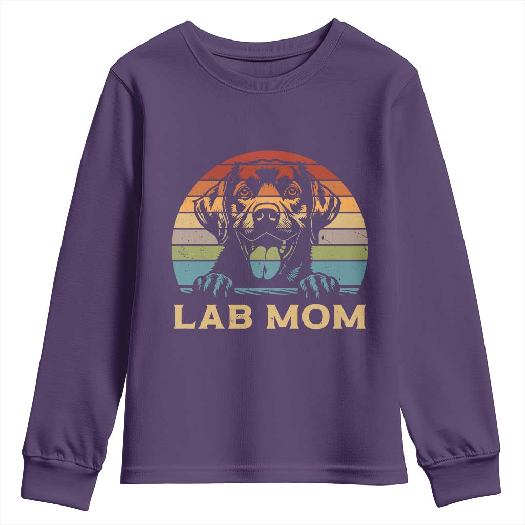 Lab Mom Youth Sweatshirt Retro Sunset Dog Mom Gift TS12 Purple Print Your Wear