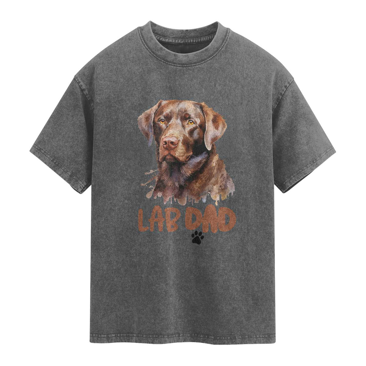 Chocolate Labrador Retriever Dad Washed Cotton T-Shirt Dog Lover Gift