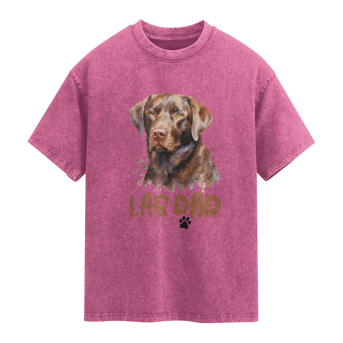 Chocolate Labrador Retriever Dad Washed Cotton T-Shirt Dog Lover Gift