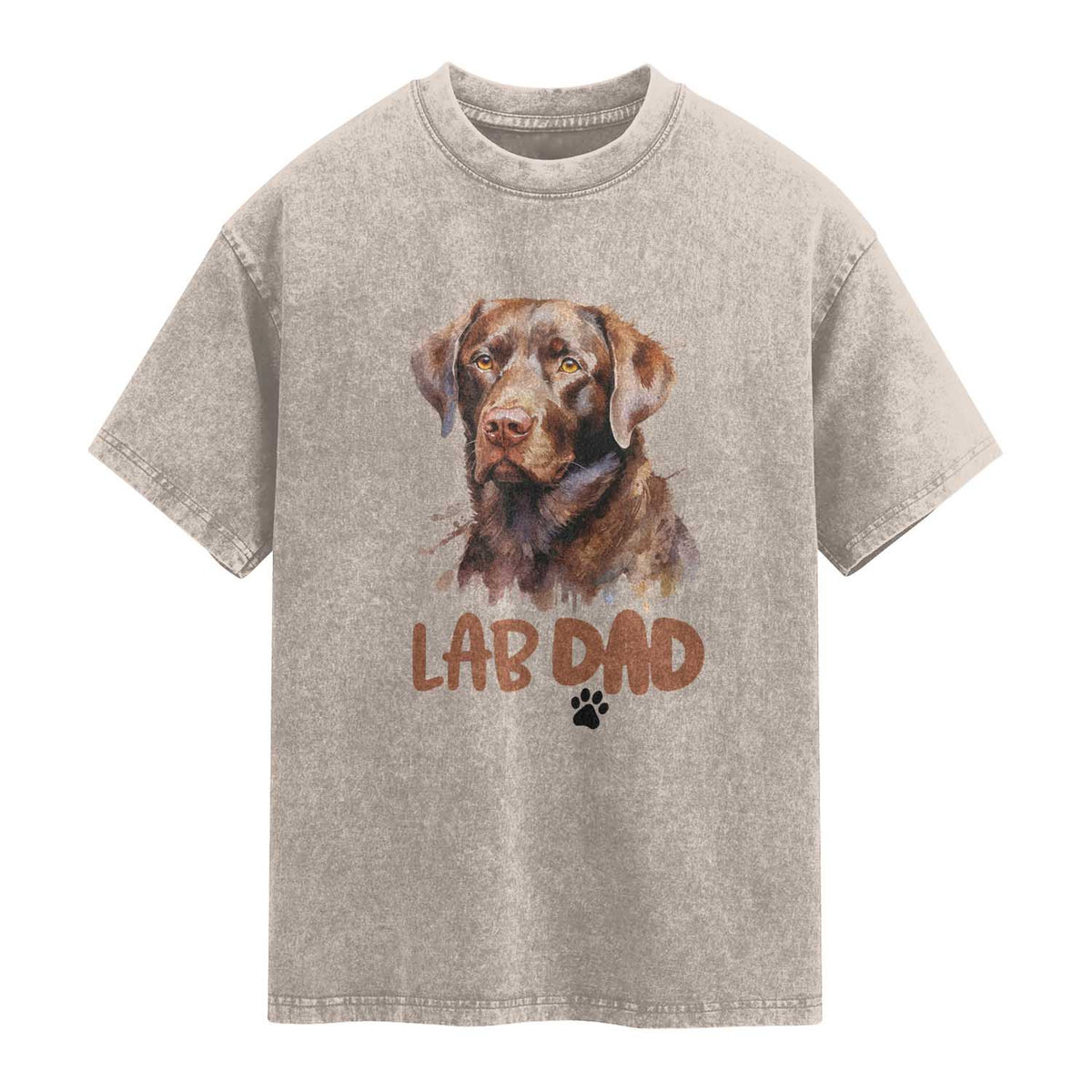 Chocolate Labrador Retriever Dad Washed Cotton T-Shirt Dog Lover Gift