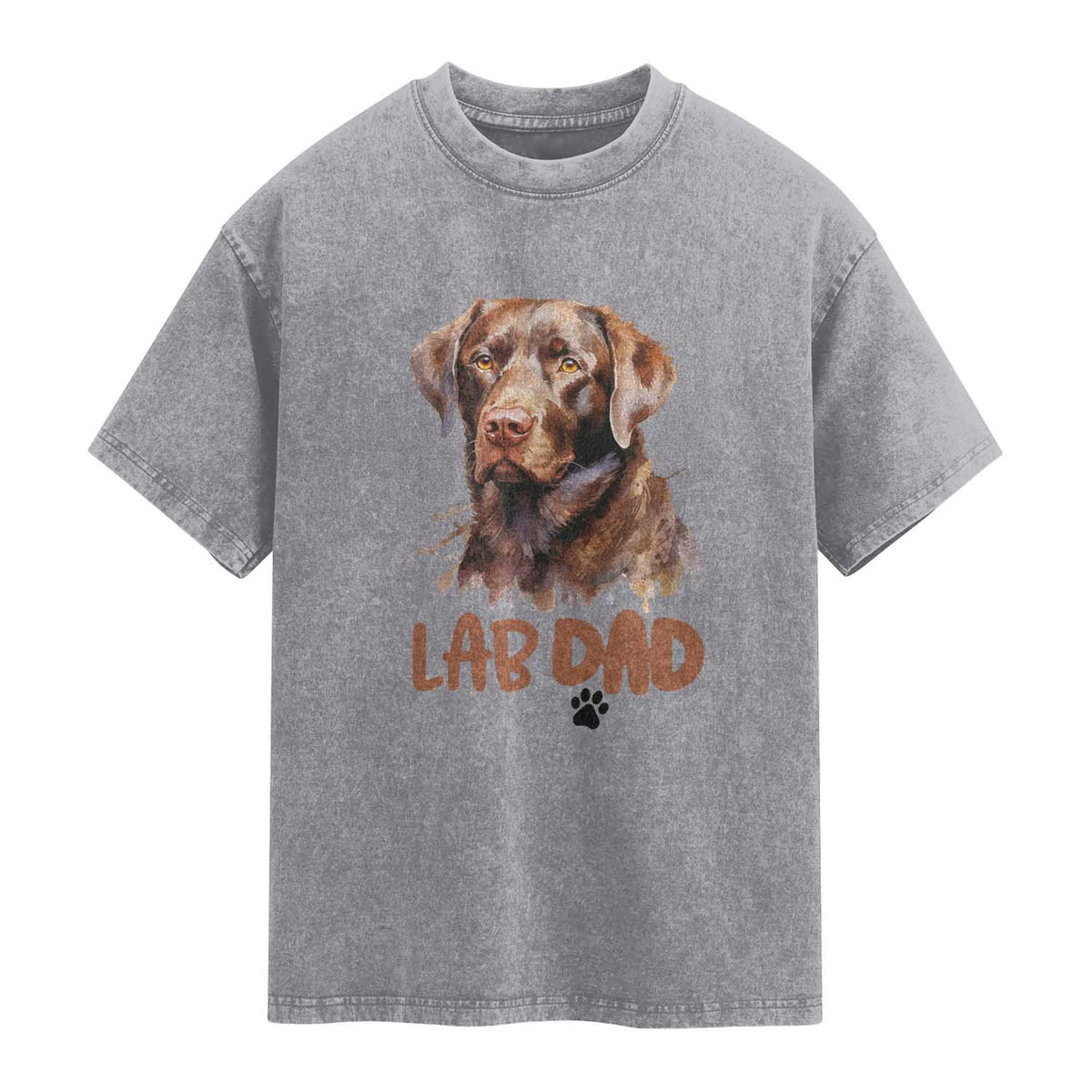 Chocolate Labrador Retriever Dad Washed Cotton T-Shirt Dog Lover Gift