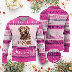 Chocolate Labrador Retriever Dad Ugly Christmas Sweater Dog Lover Gift TS12 Hot Pink Print Your Wear