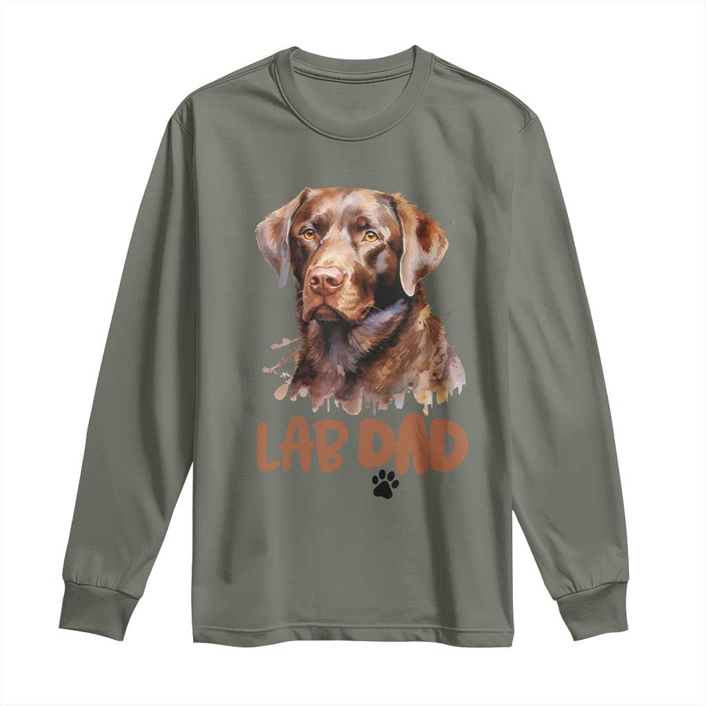 Chocolate Labrador Retriever Dad Long Sleeve Shirt Dog Lover Gift TS12 Military Green Print Your Wear