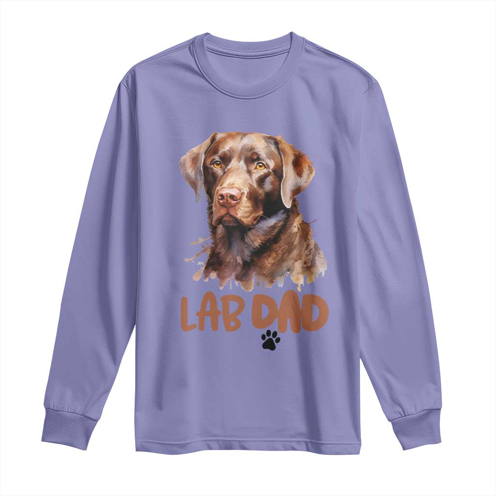 Chocolate Labrador Retriever Dad Long Sleeve Shirt Dog Lover Gift TS12 Violet Print Your Wear