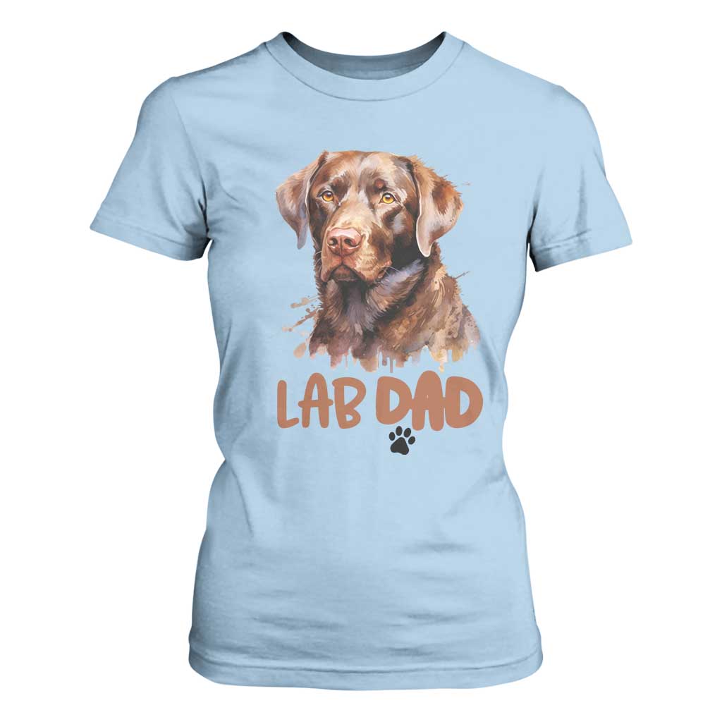 Chocolate Labrador Retriever Dad T Shirt For Women Dog Lover Gift TS12 Light Blue Print Your Wear