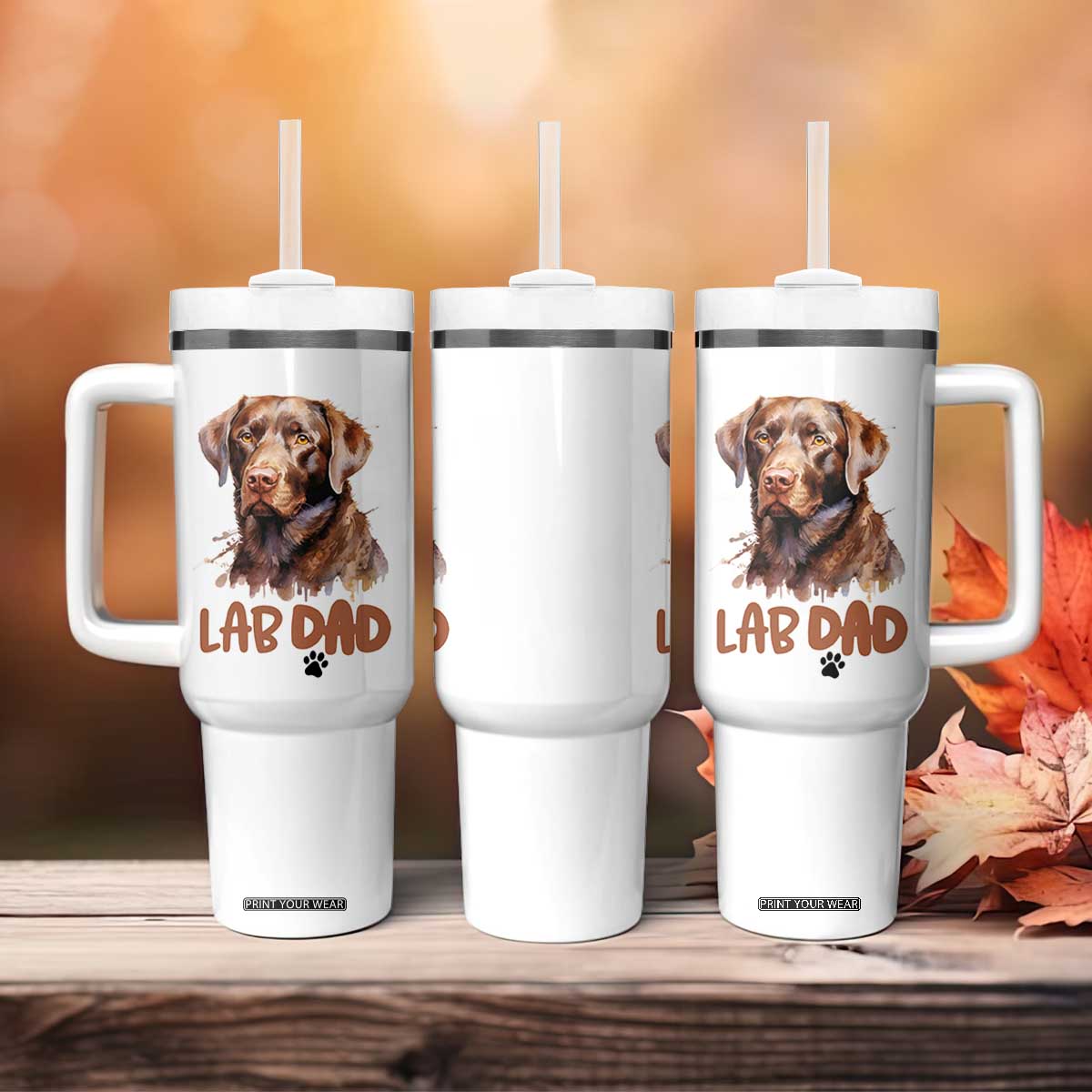 Chocolate Labrador Retriever Dad Tumbler With Handle Dog Lover Gift TS12 Print Your Wear