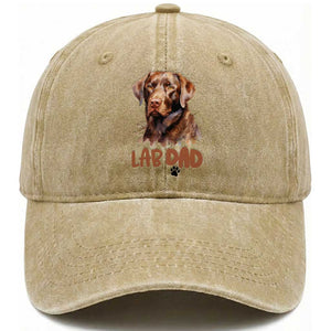 Chocolate Labrador Retriever Dad Washed Cotton Baseball Cap Dog Lover Gift TS12 Print Your Wear