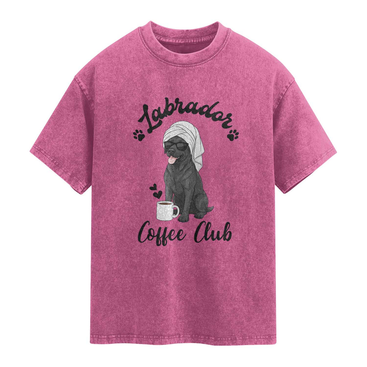 Labrador Coffee Club Washed Cotton T-Shirt Funny Dog Lover Gift