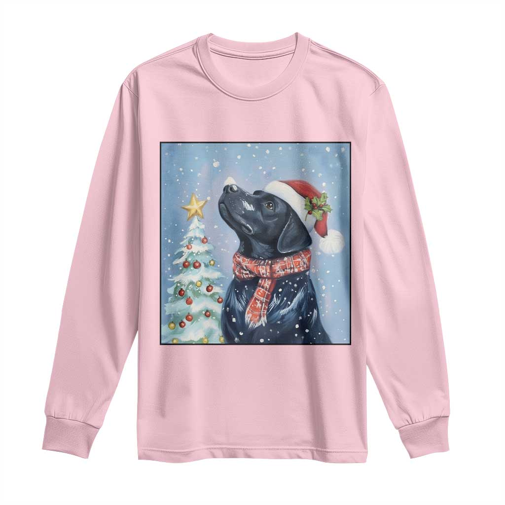 Cute Black Lab Christmas Long Sleeve Shirt Holiday Dog Lover Gift Idea TS12 Light Pink Print Your Wear