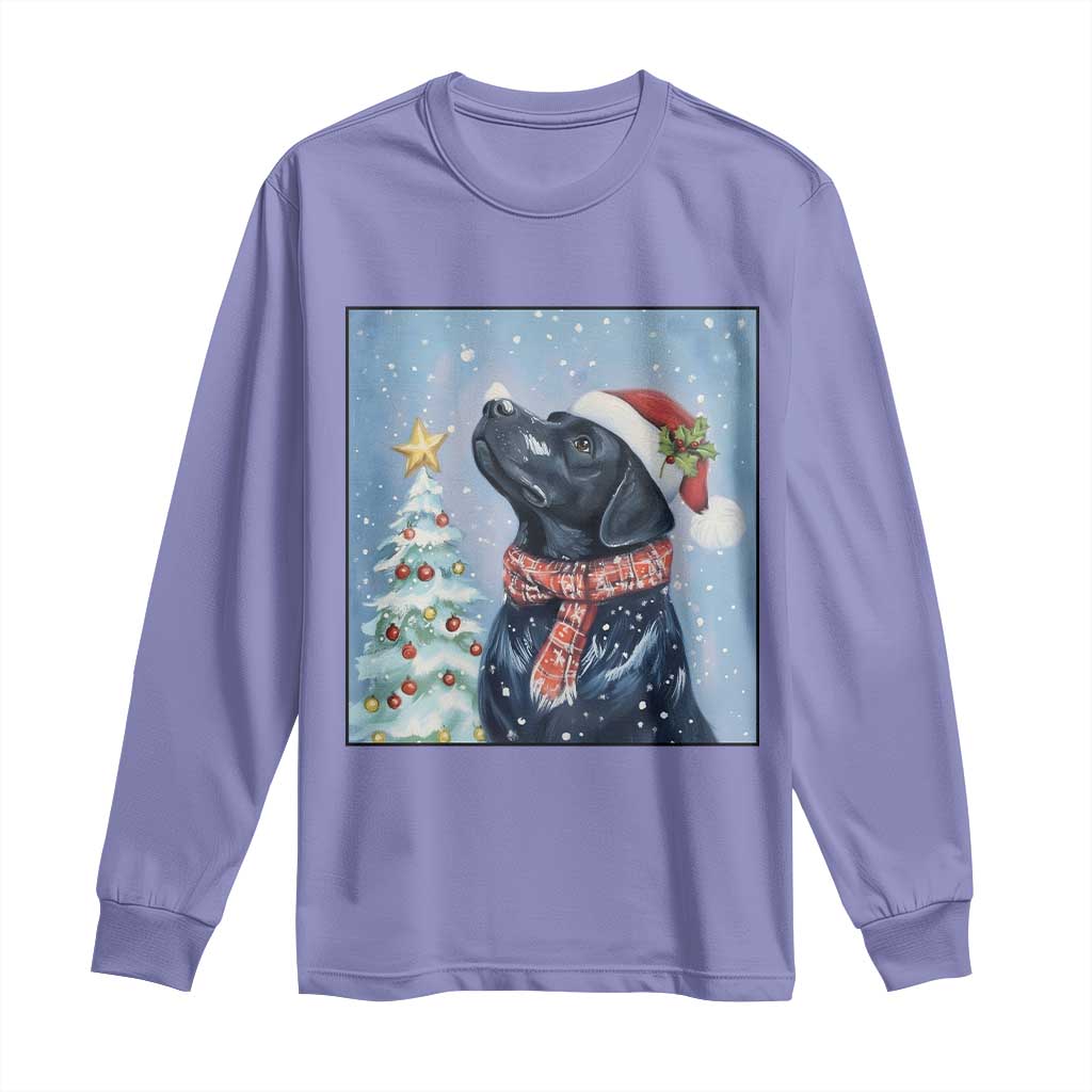 Cute Black Lab Christmas Long Sleeve Shirt Holiday Dog Lover Gift Idea TS12 Violet Print Your Wear