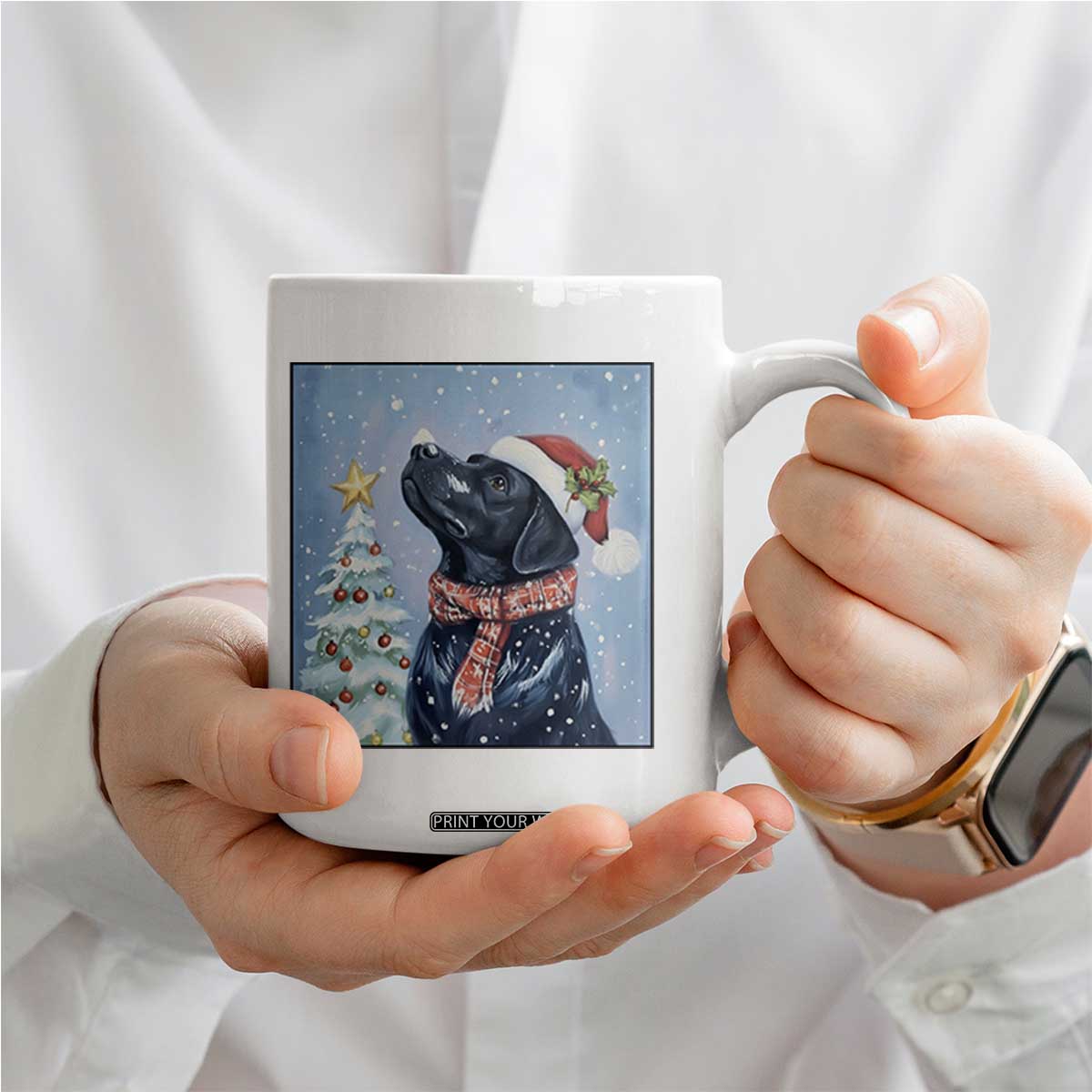 Cute Black Lab Christmas Coffee Mug Holiday Dog Lover Gift Idea TS12 Print Your Wear