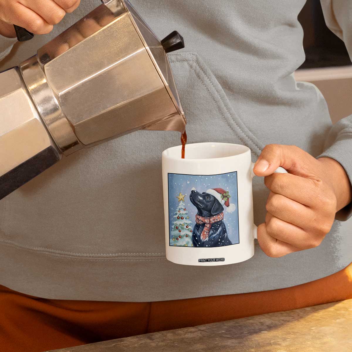 Cute Black Lab Christmas Coffee Mug Holiday Dog Lover Gift Idea TS12 Print Your Wear