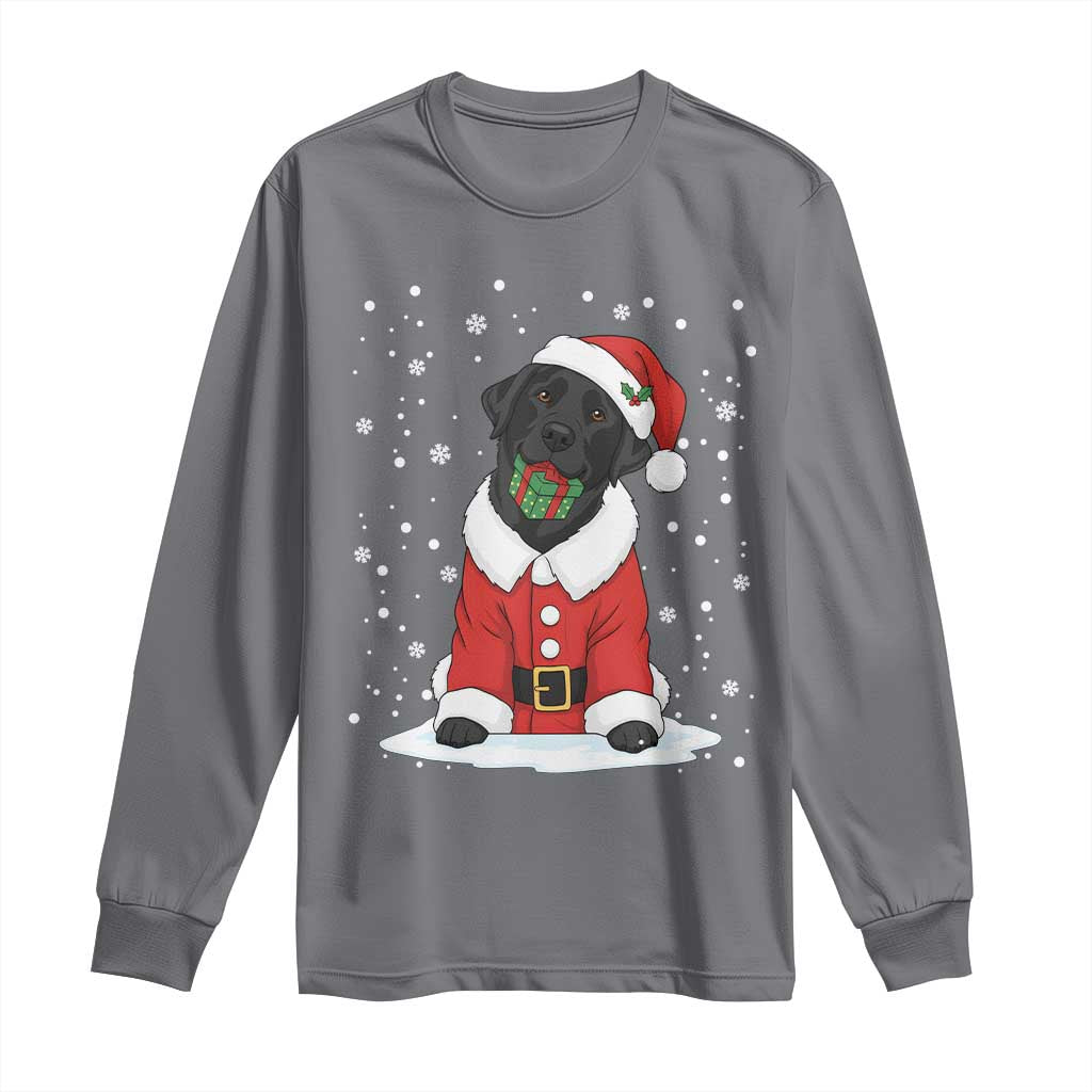 Black Labrador Santa Long Sleeve Shirt Funny Christmas Dog Lover Gift TS12 Charcoal Print Your Wear