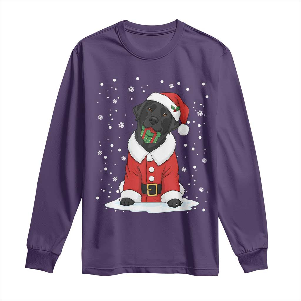 Black Labrador Santa Long Sleeve Shirt Funny Christmas Dog Lover Gift TS12 Purple Print Your Wear