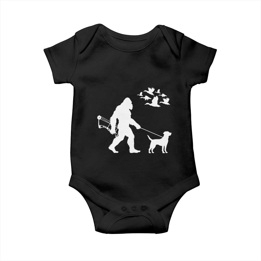 Funny Bow Hunter Baby Onesie Bigfoot Walking Labrador Hunting Dog Gift TS12 Black Print Your Wear