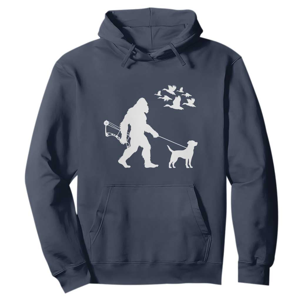 Funny Bow Hunter Hoodie Bigfoot Walking Labrador Hunting Dog Gift TS12 Navy Print Your Wear