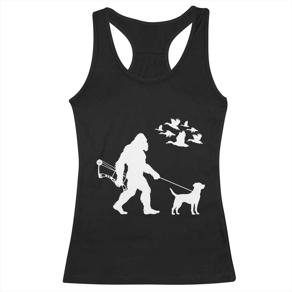 Funny Bow Hunter Racerback Tank Top Bigfoot Walking Labrador Hunting Dog Gift TS12 Black Print Your Wear