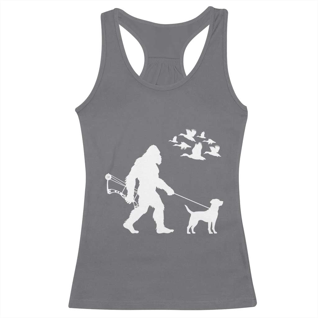 Funny Bow Hunter Racerback Tank Top Bigfoot Walking Labrador Hunting Dog Gift TS12 Charcoal Print Your Wear